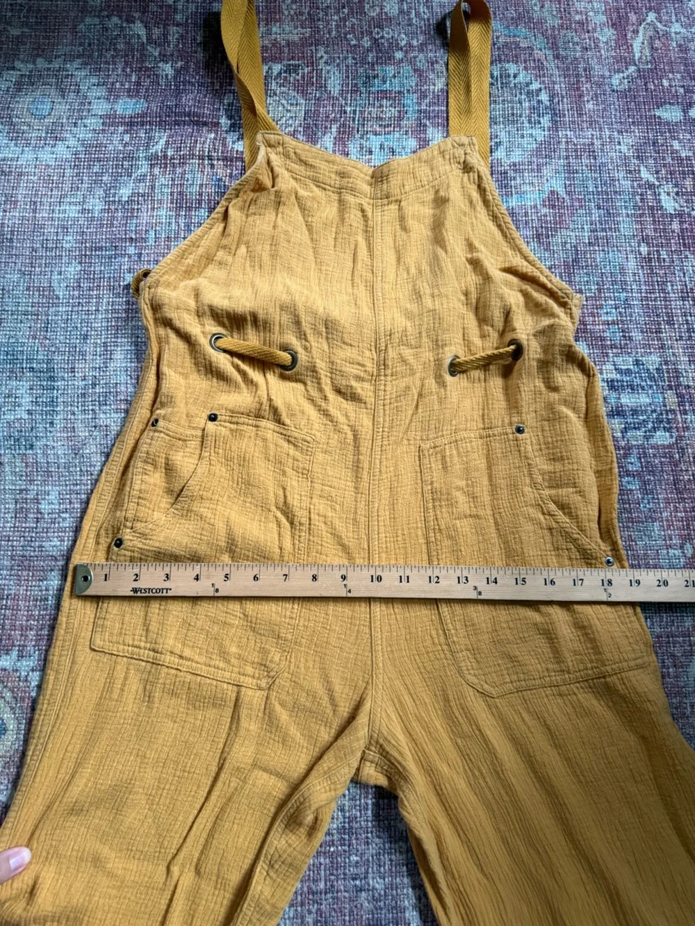 BDG urban outfitters Medium Mustard Yellow Cotton Linen Blend Gauze Overalls